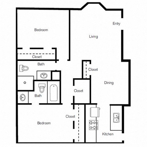 a floor plan of an apartment with a bedroom and a living room